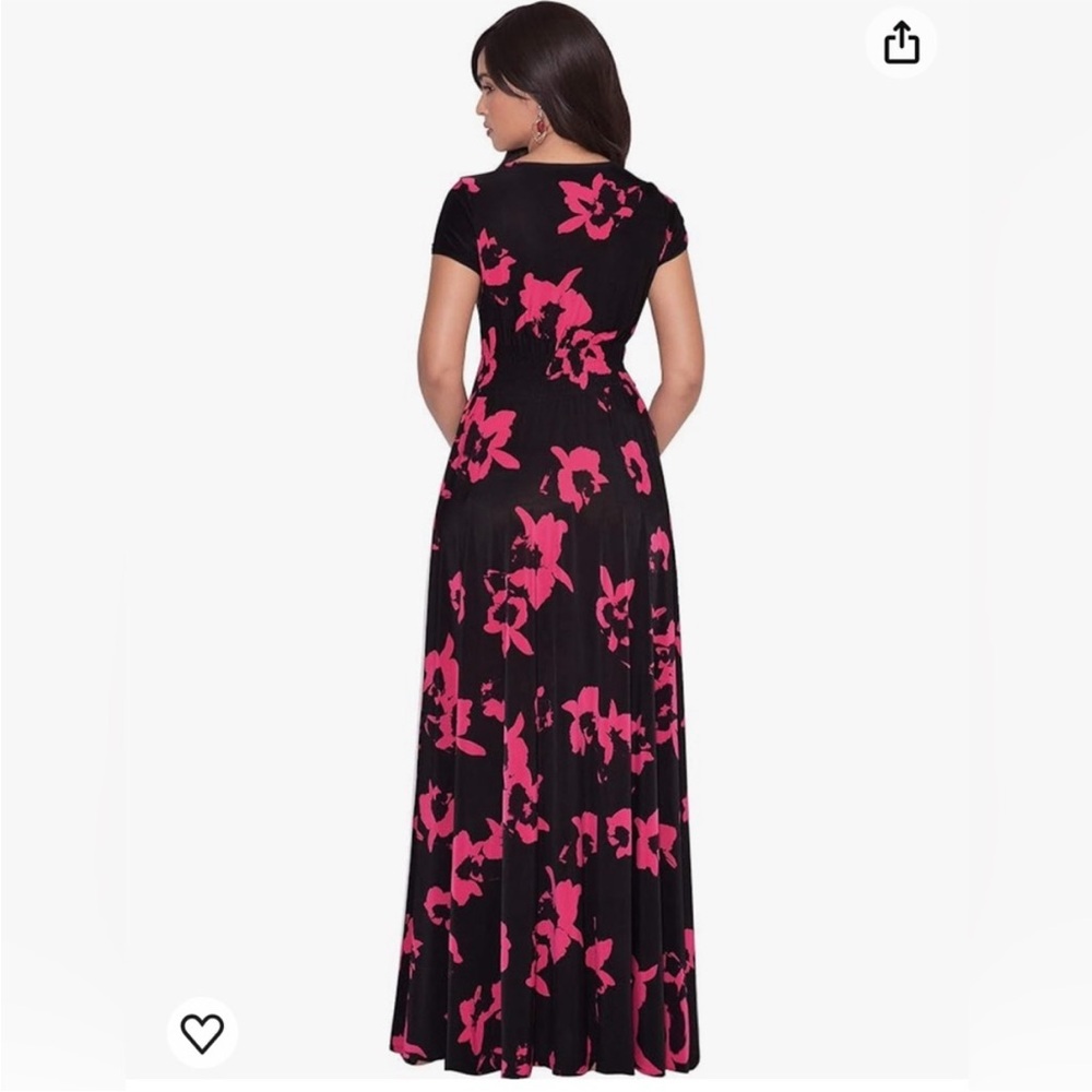 KOH KOH Womens Short Cap Sleeves Abstract Flower Print Long Maxi Dress - Picture 3 of 3